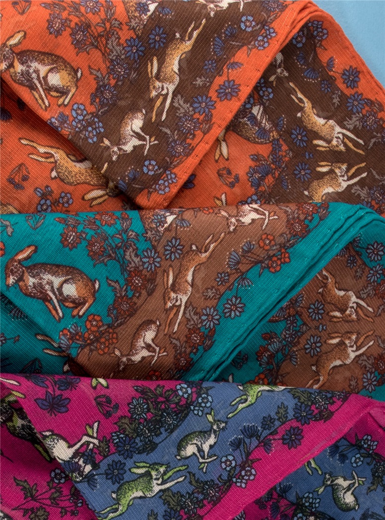 Cotton and Cashmere Rabbit Printed Pocket Squares