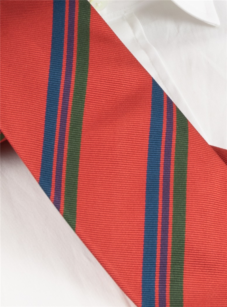 Silk Triple Striped Tie in Tangerine