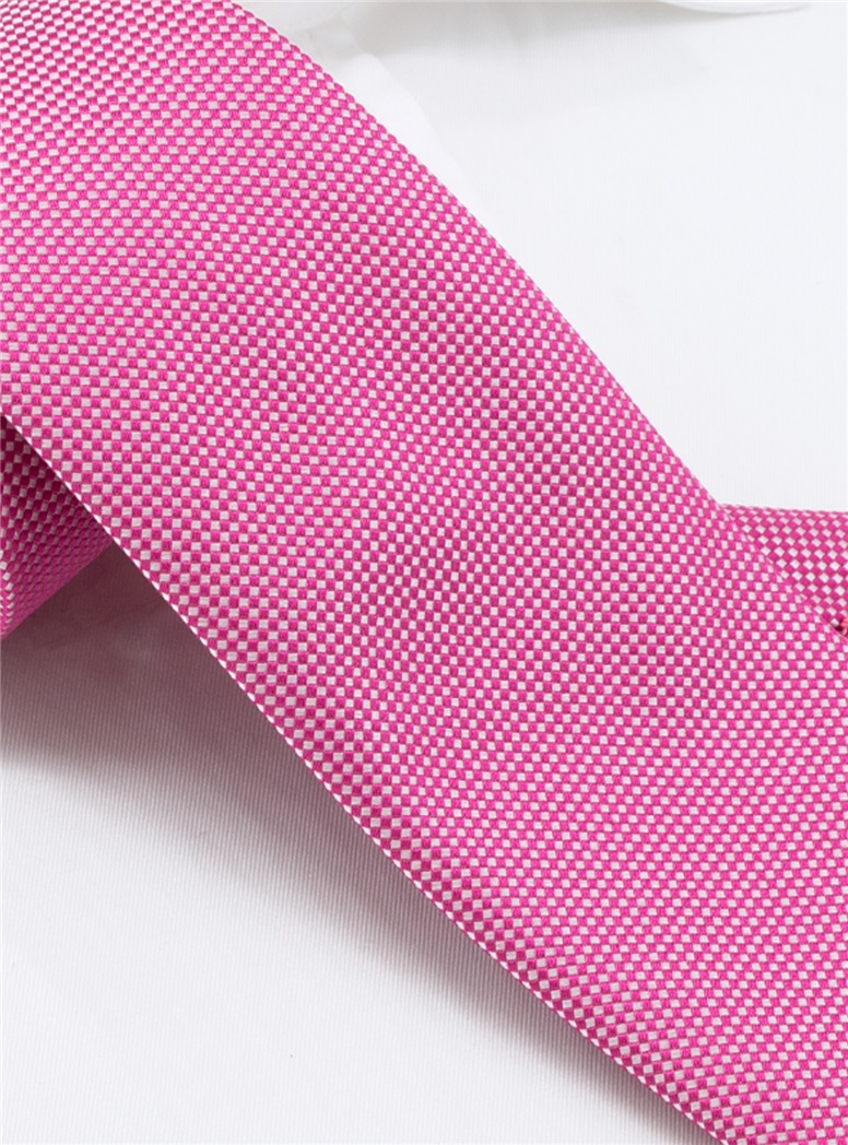 Silk Basketweave Tie in Pink