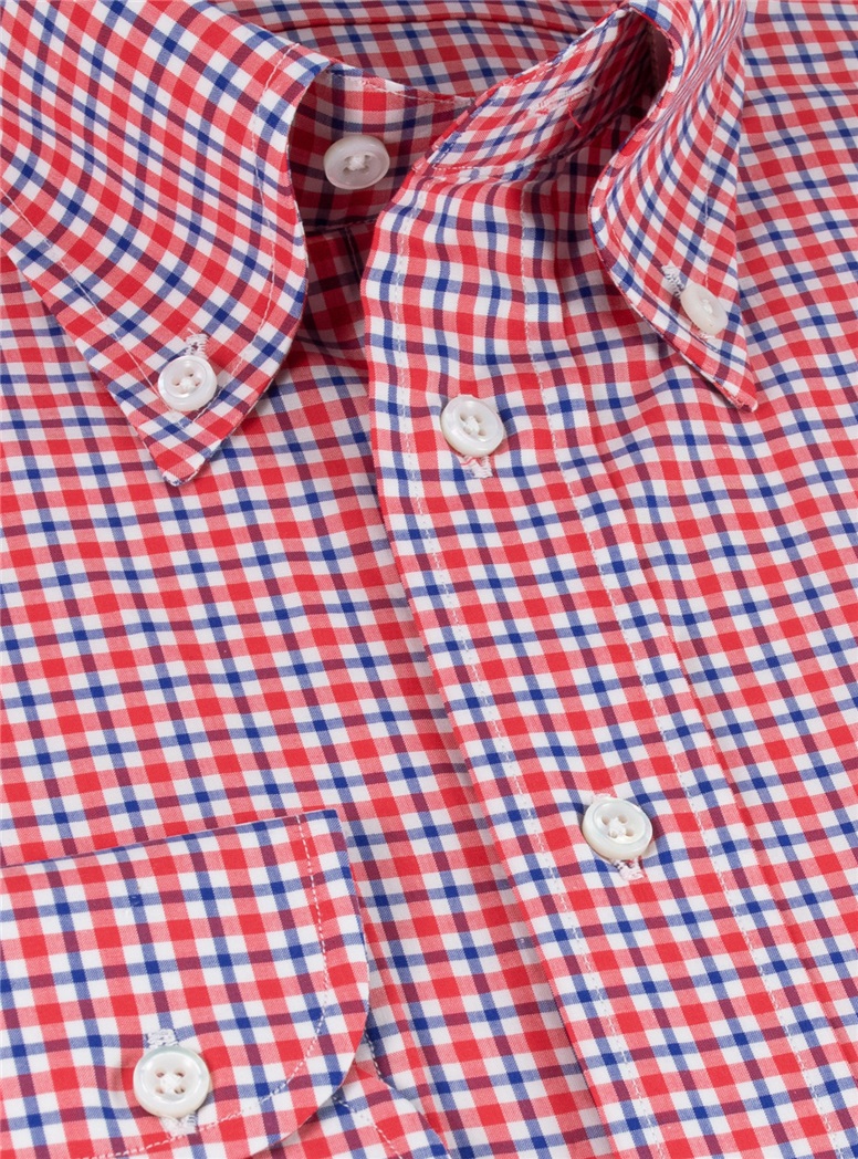 Red, Blue, and White Plaid Buttondown - The Ben Silver Collection