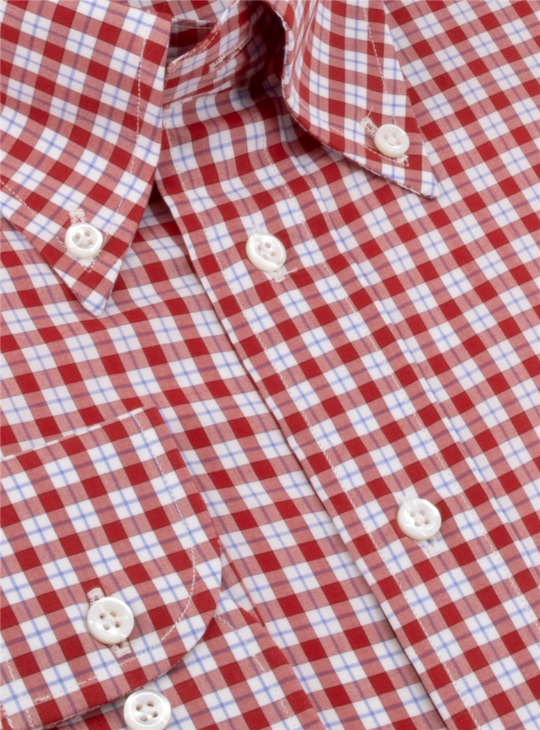 Red and White Check Button Down