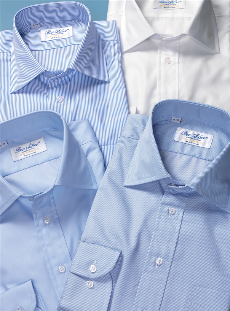 Sky Blue & White Hairline Stripe Spread Collar Travel Shirt