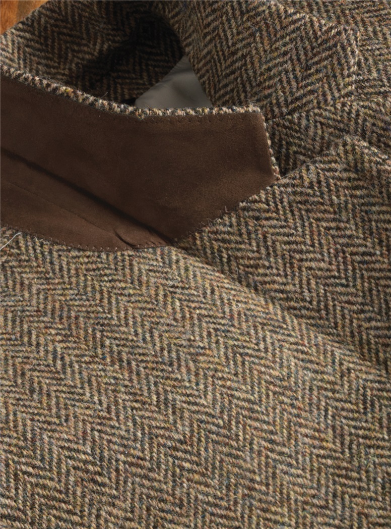 Harris Tweed Sport Coat in Sepia and Cream Herringbone