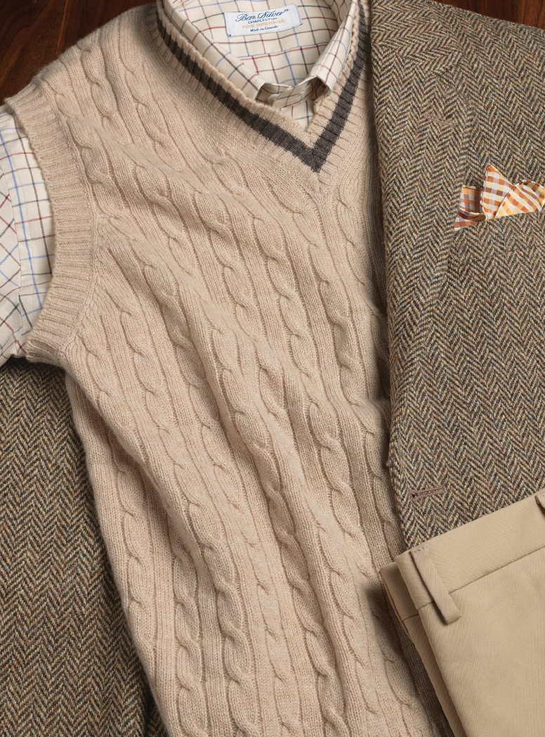 Harris Tweed Sport Coat in Sepia and Cream Herringbone