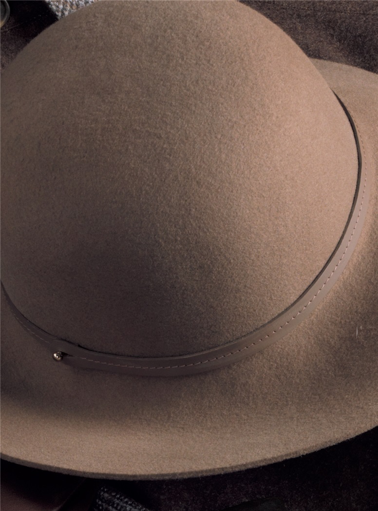 Ladies Felt Wide Brimmed Hat in Stone