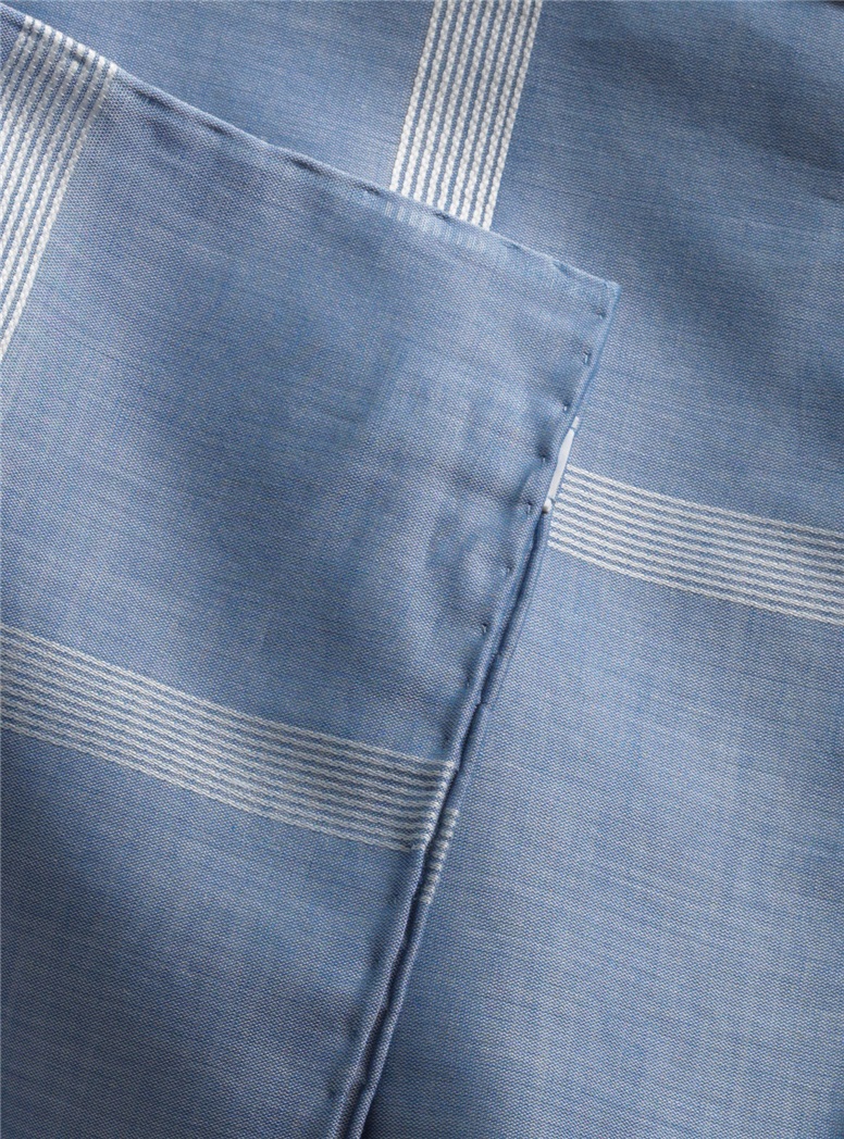 Blue Corner Check Cotton Pocket Square