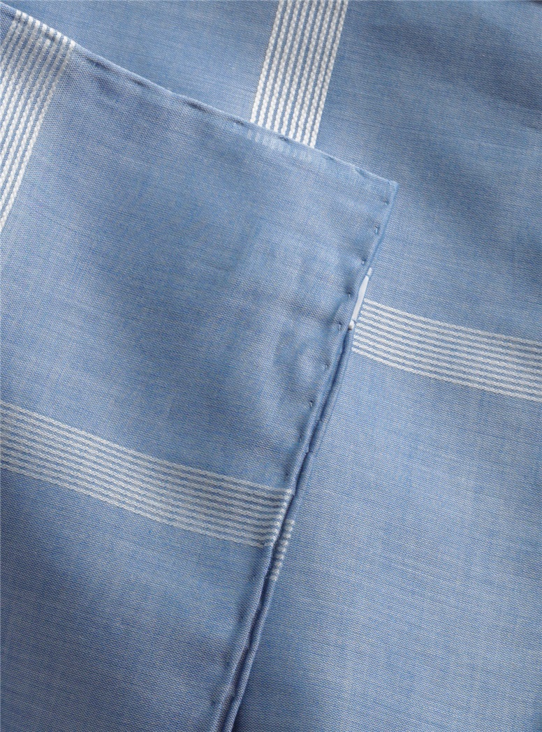 Blue Corner Check Cotton Pocket Square