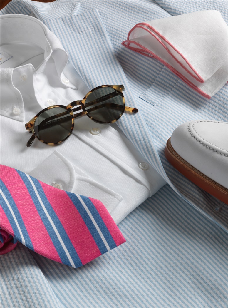 Powder Blue and Cream Seersucker Sport Coat