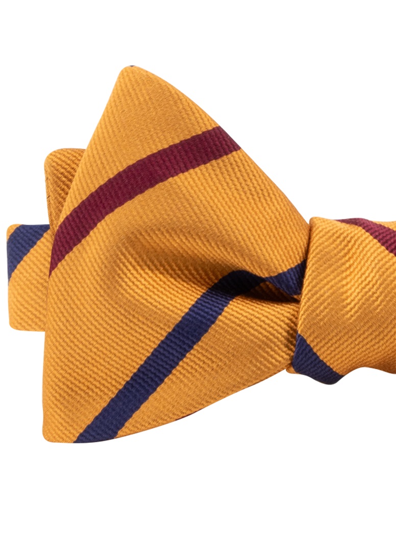 Silk Bar Striped Bow Tie in Gold