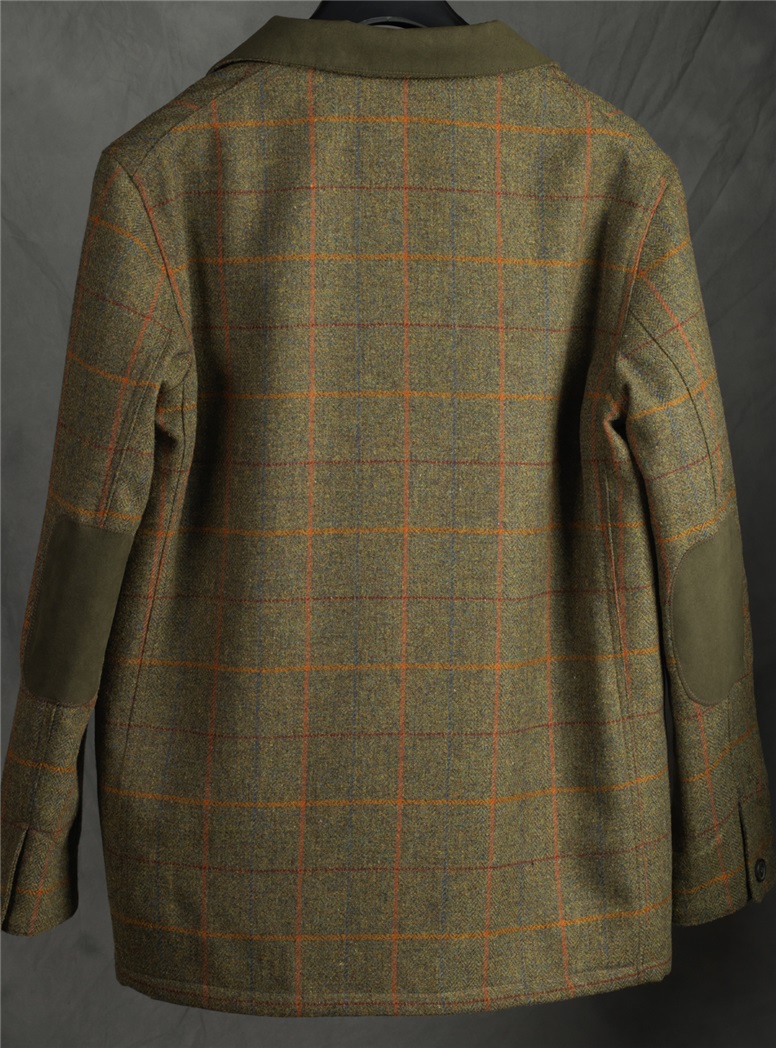 Wool Blanket Jacket in Olive with Windowpanes The Ben Silver Collection