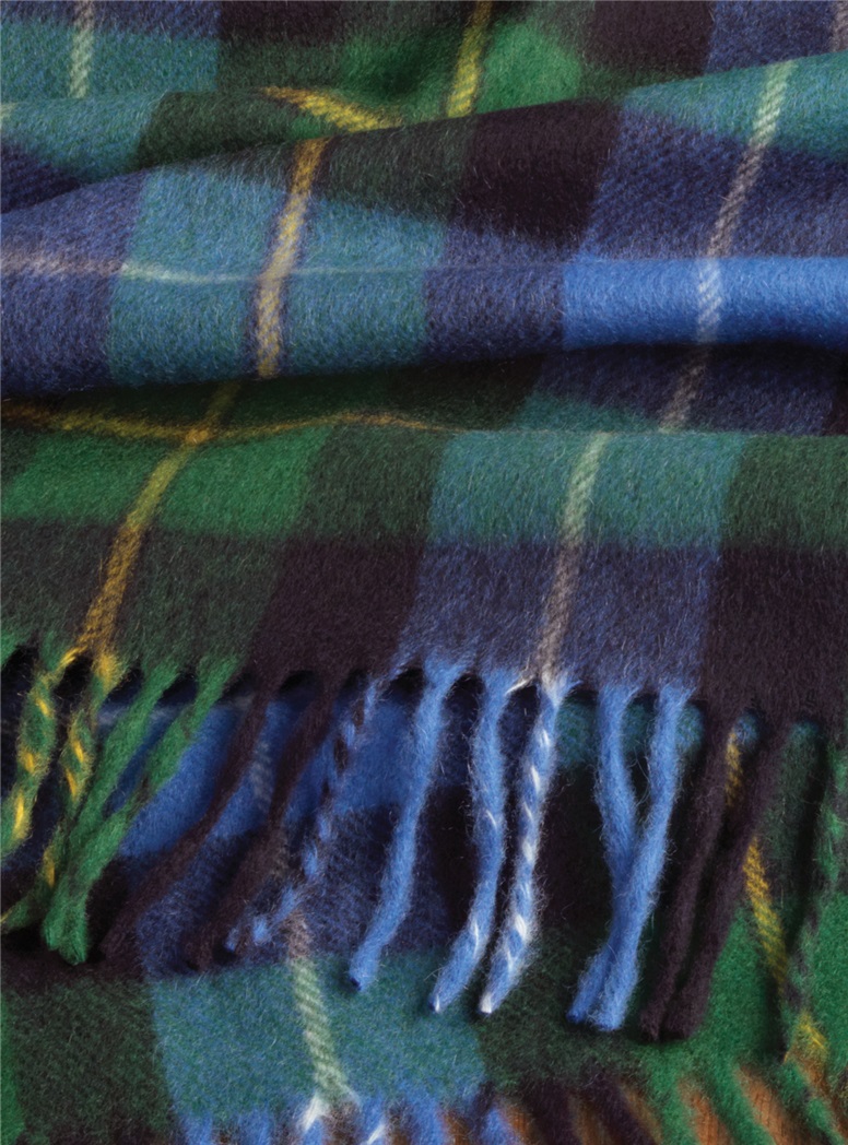 Cashmere Plaid Scarf in Jade, Sky and Navy