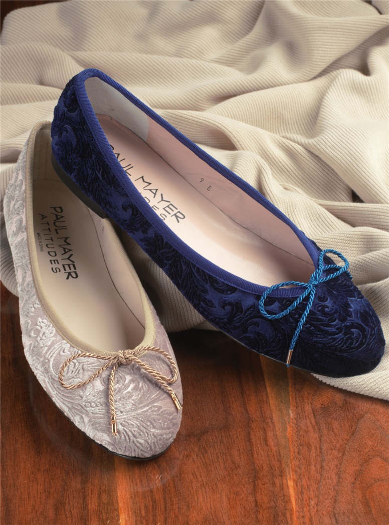 Ladies Velvet Flats in Royal Blue