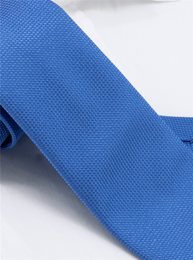 Silk Basketweave Tie in Bright Blue