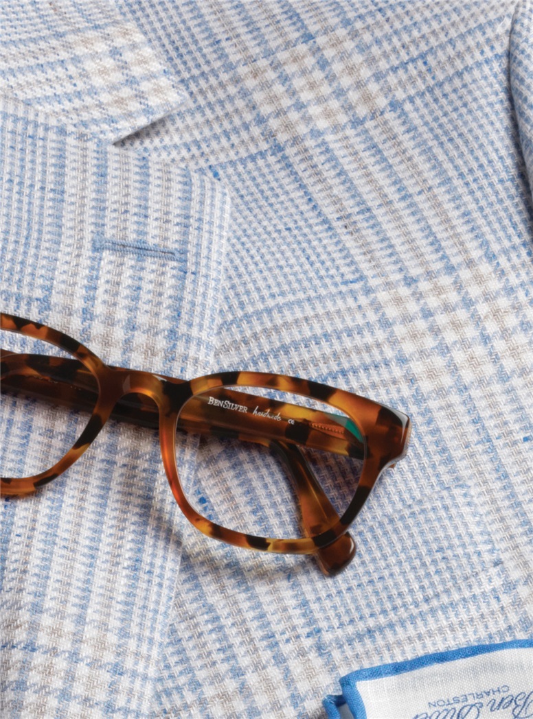 Cream and Blue Glen Plaid Sport Coat