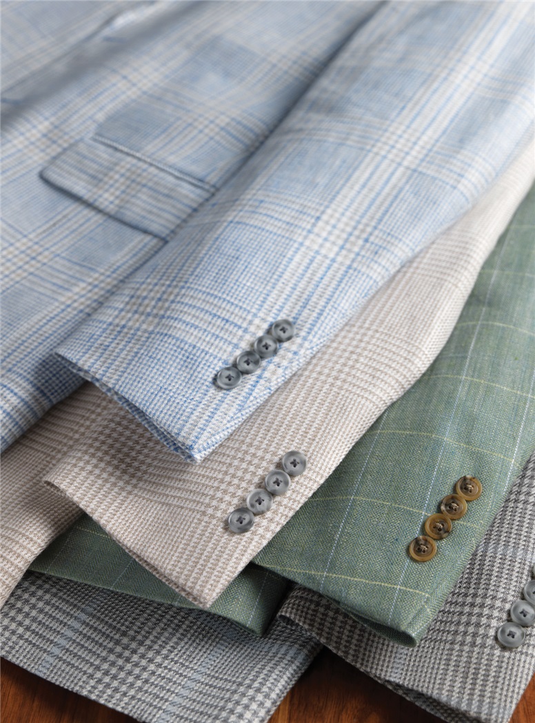 Cream and Blue Glen Plaid Sport Coat