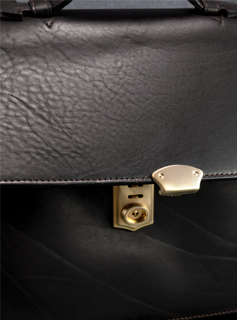 Large Leather Briefcase in Dark Brown