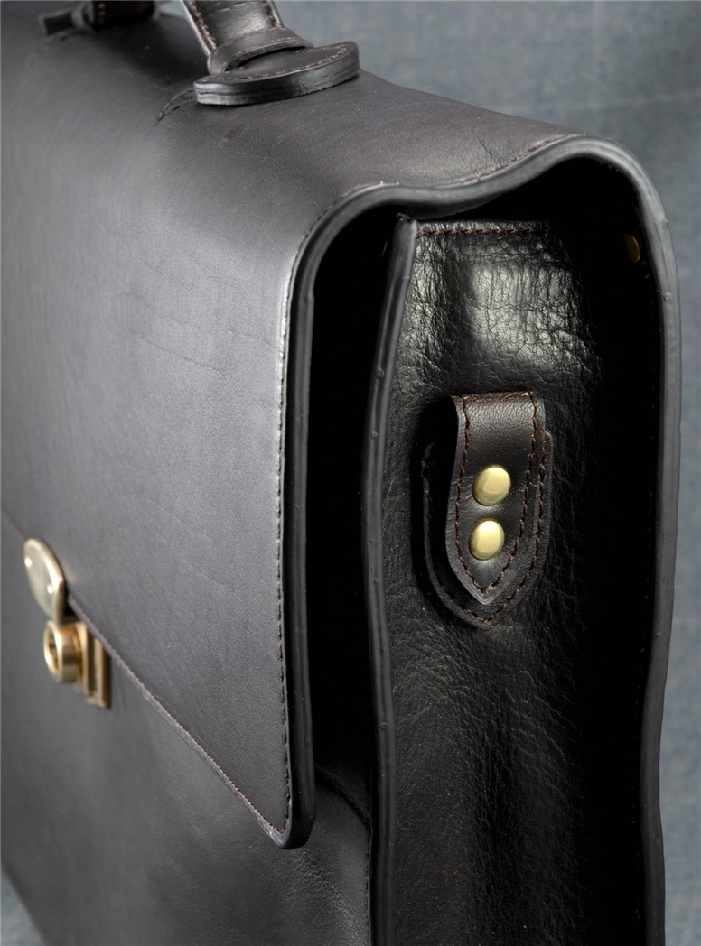 Large Leather Briefcase in Dark Brown