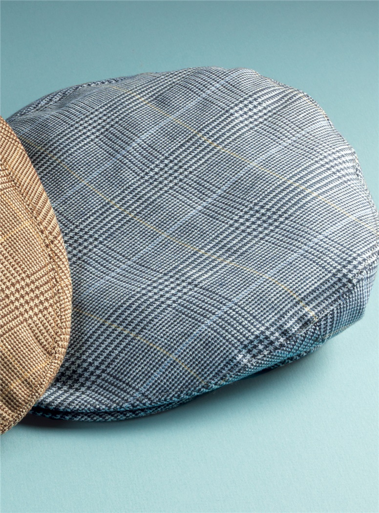 Wool and Linen Garforth Cap in Navy Glen Plaid