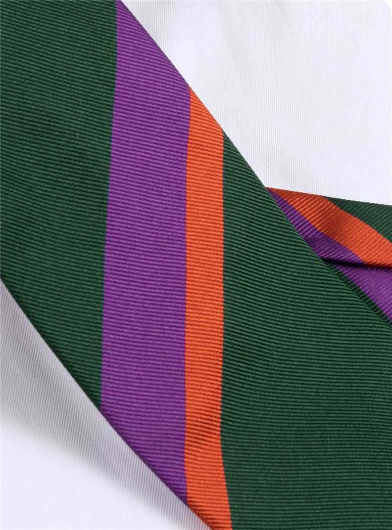 Silk Stripe Tie in Forest
