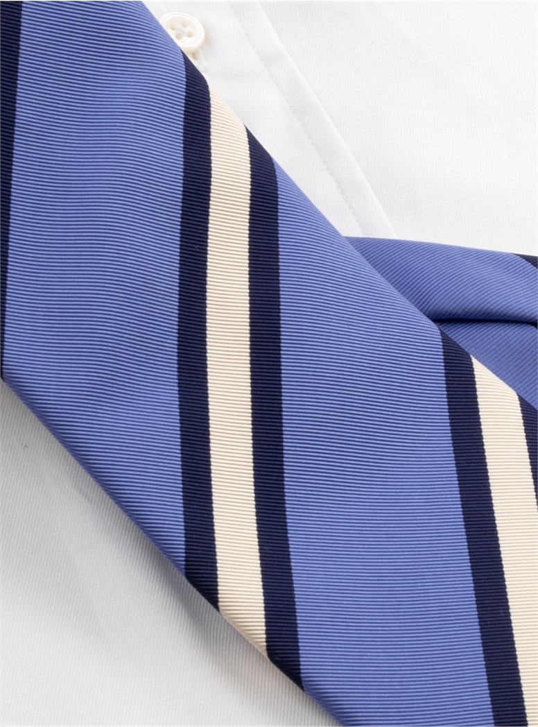 Mogador Silk Stripe Tie in Cornflower