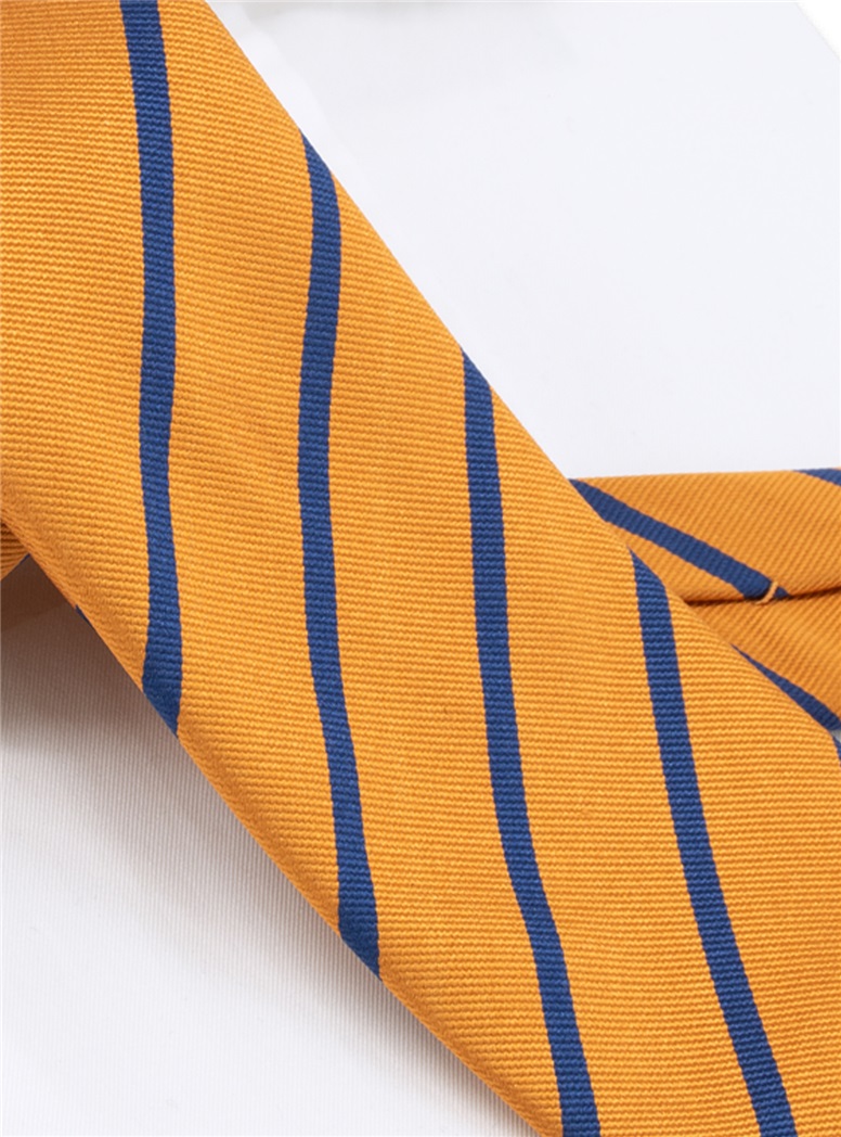 Silk Bar Striped Tie in Marigold