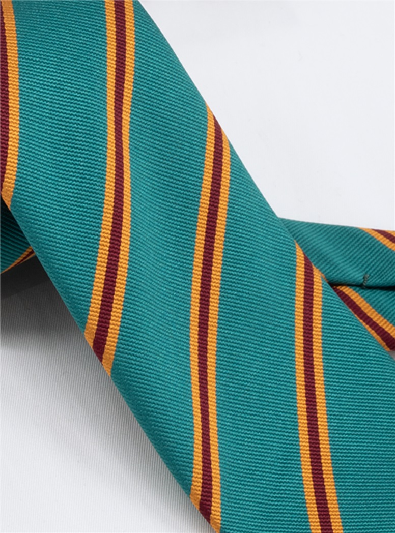 Silk Striped Tie in Teal