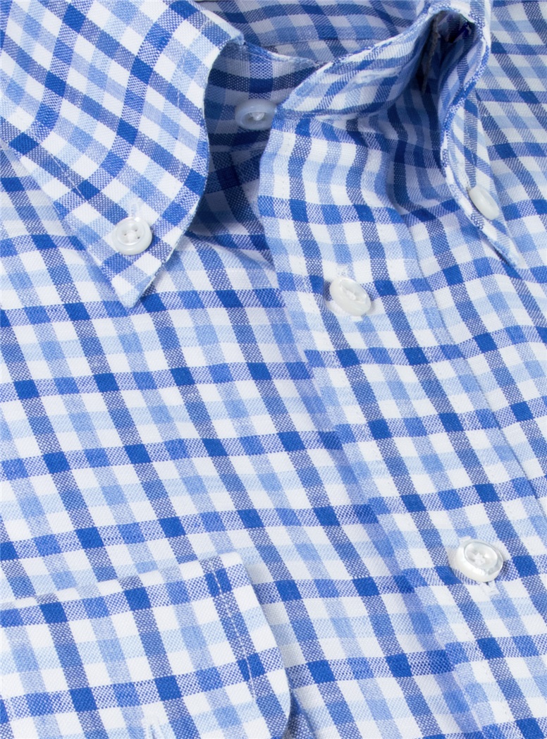 Sky Blue and Navy Gingham Button Down