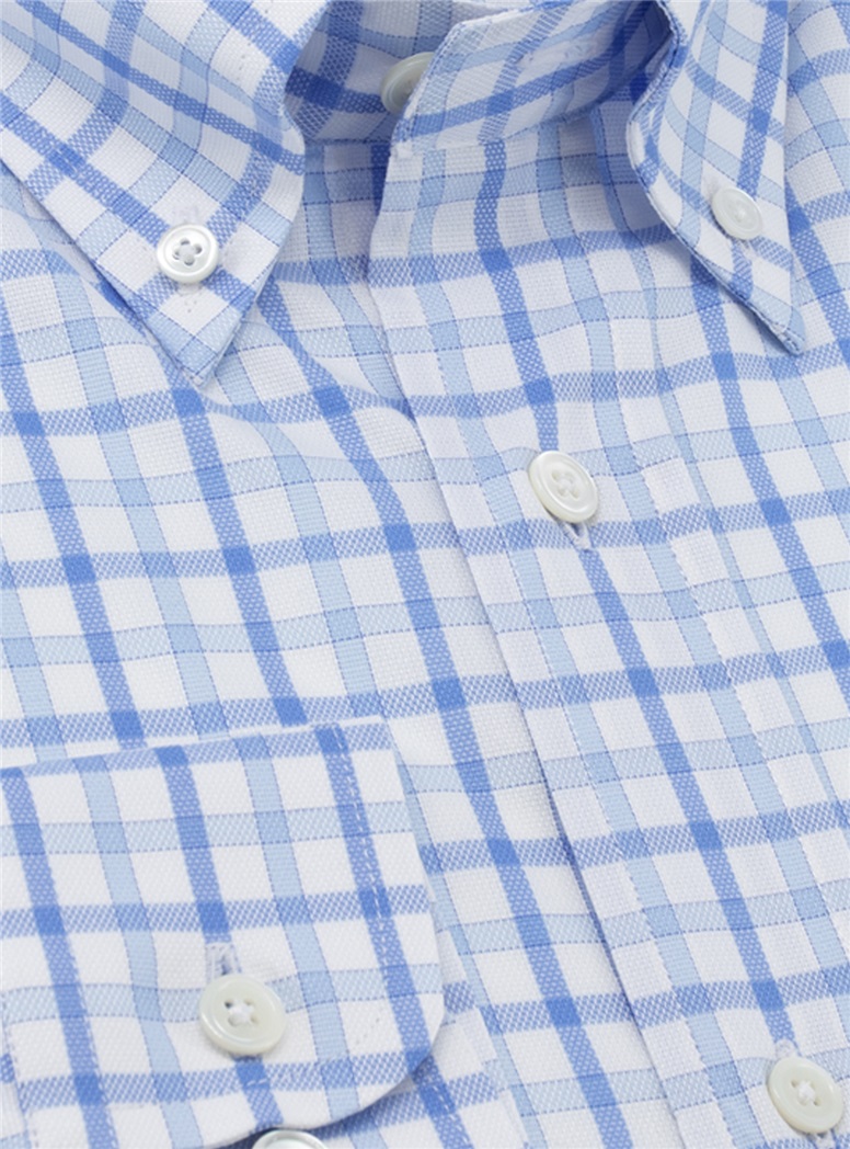 Sky and Blue Check Button Down