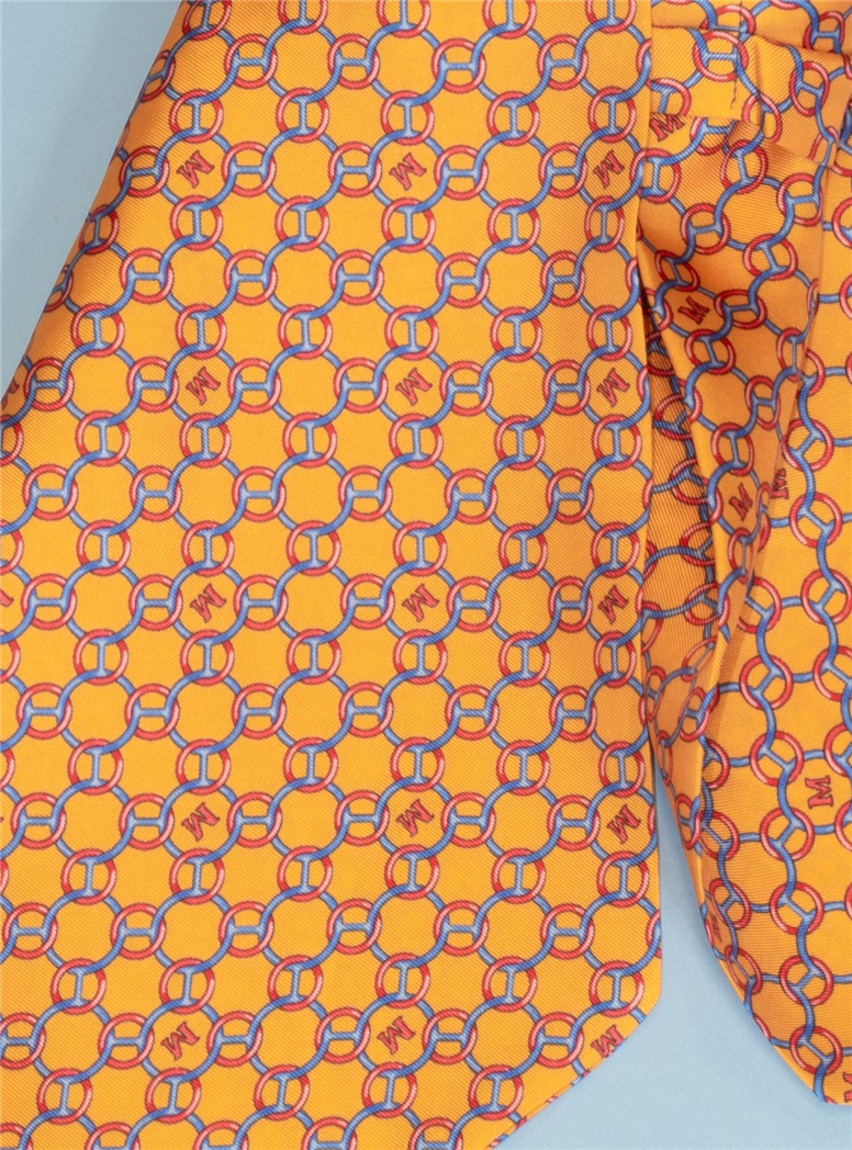 Silk Patterned Ascot in Marigold