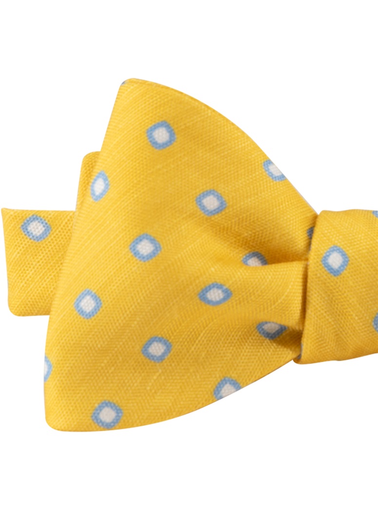 Silk and Linen Dot Bow Tie in Sun