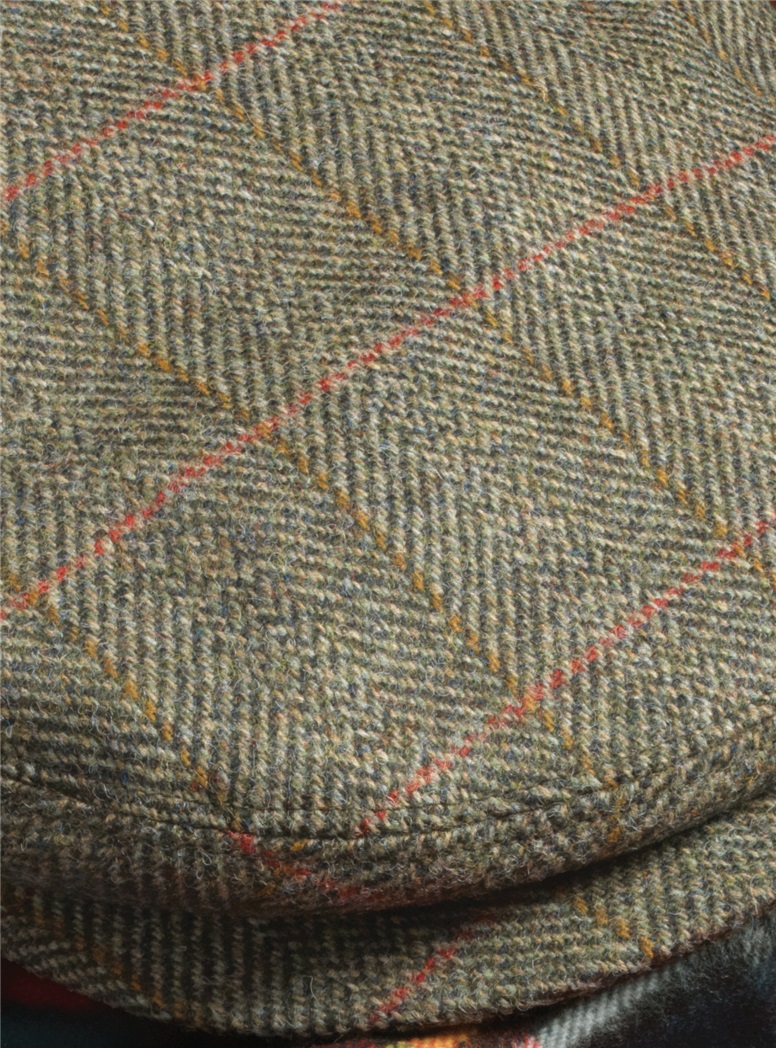 Wool Olive Windowpane Cap