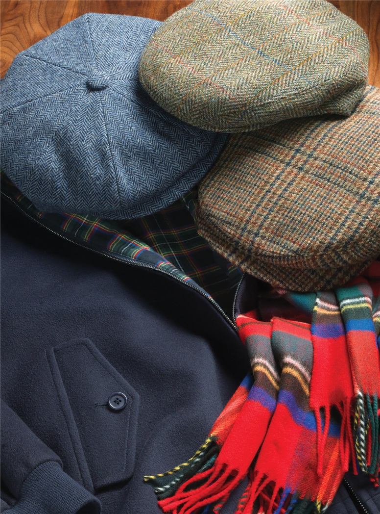 Wool Olive Windowpane Cap