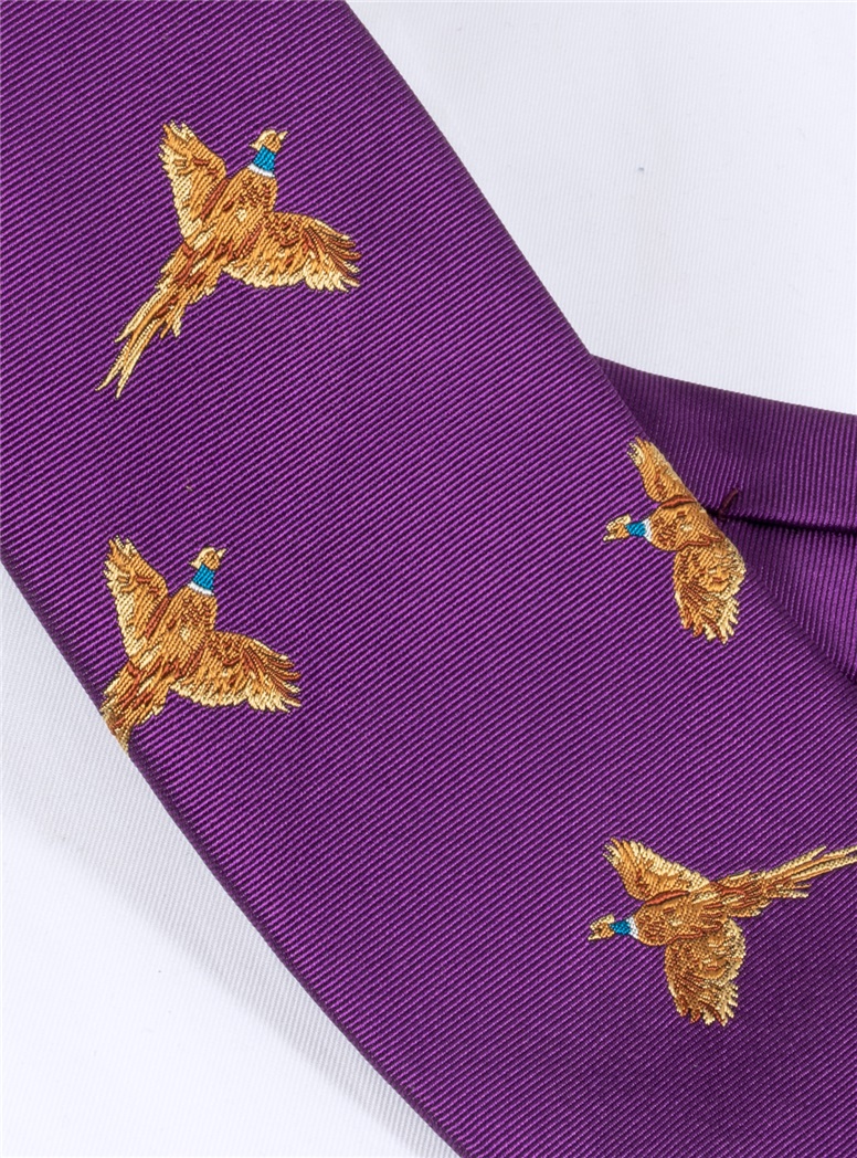 Silk Woven Pheasant Tie in Violet