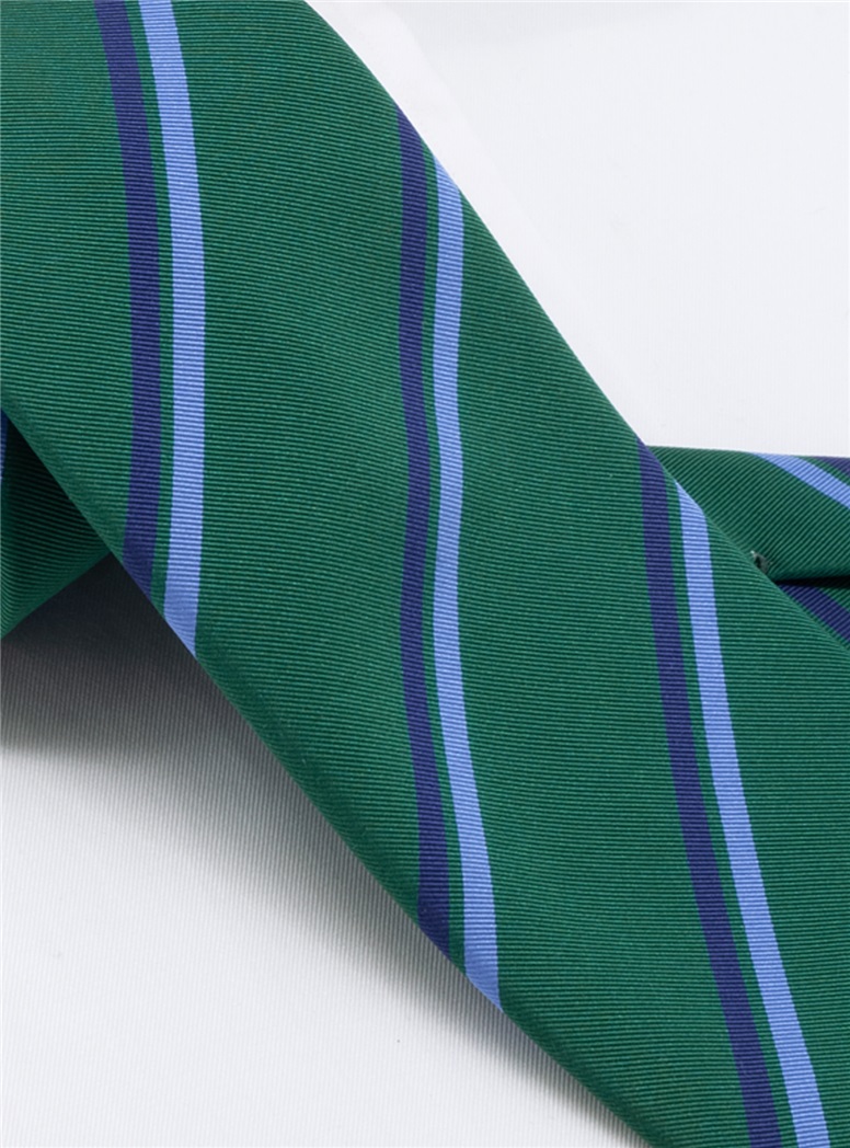 Silk Striped Tie in Hunter Green