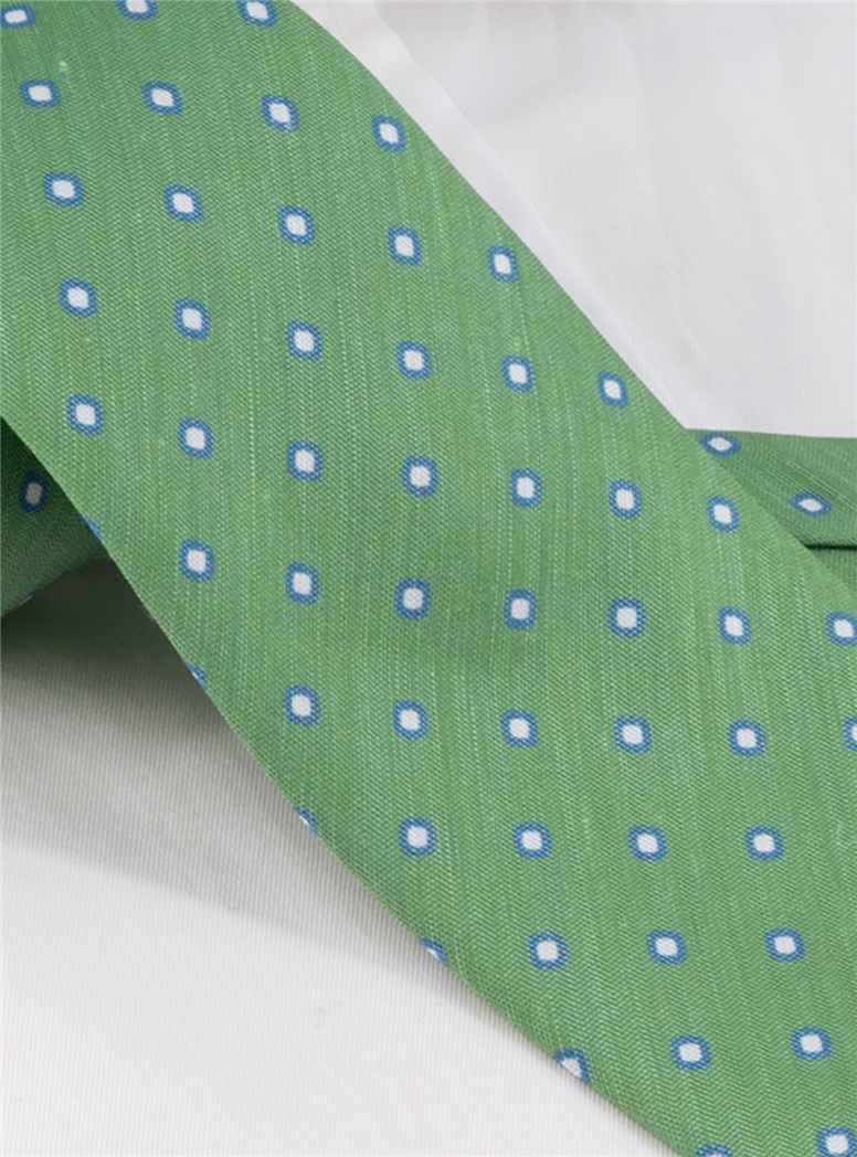 Silk and Linen Dot Tie in Grass