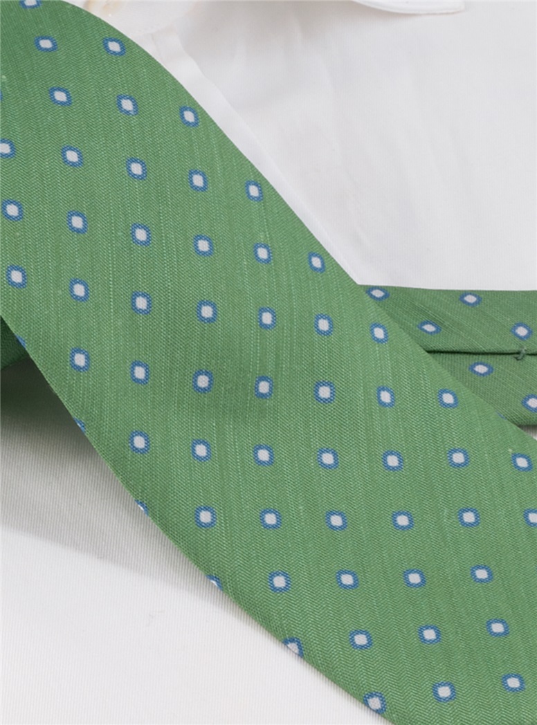 Silk and Linen Dot Tie in Grass