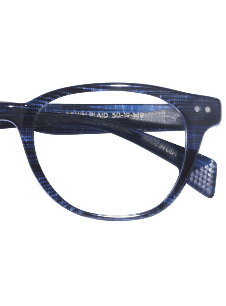 Taylor Rounded Brow Semi-Square Frame in Denim Plaid