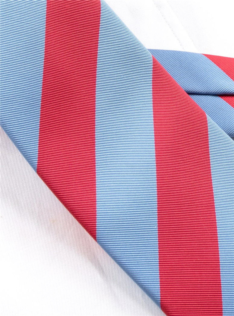 Mogador Silk Block Stripe Tie in Azalea and Sky