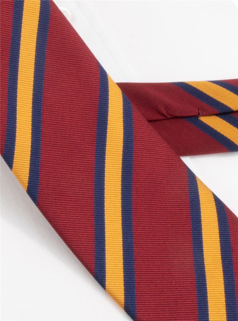 Silk Striped Tie in Wine