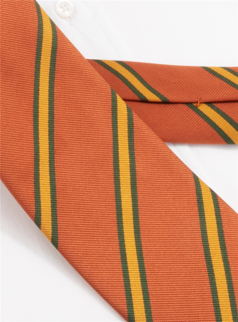 Silk Striped Tie in Bronze