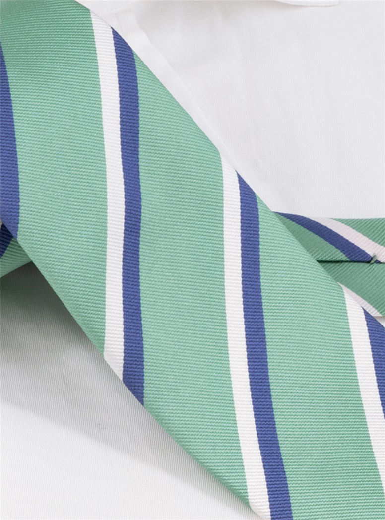 Silk Double Striped Tie in Sage