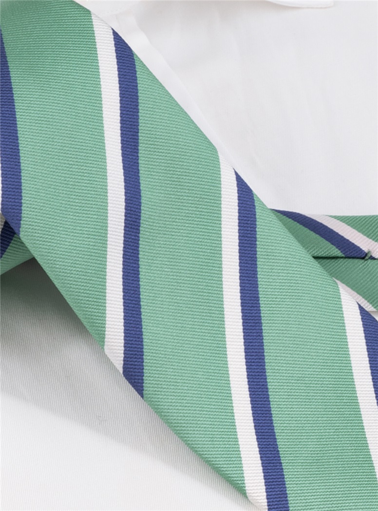 Silk Double Striped Tie in Sage