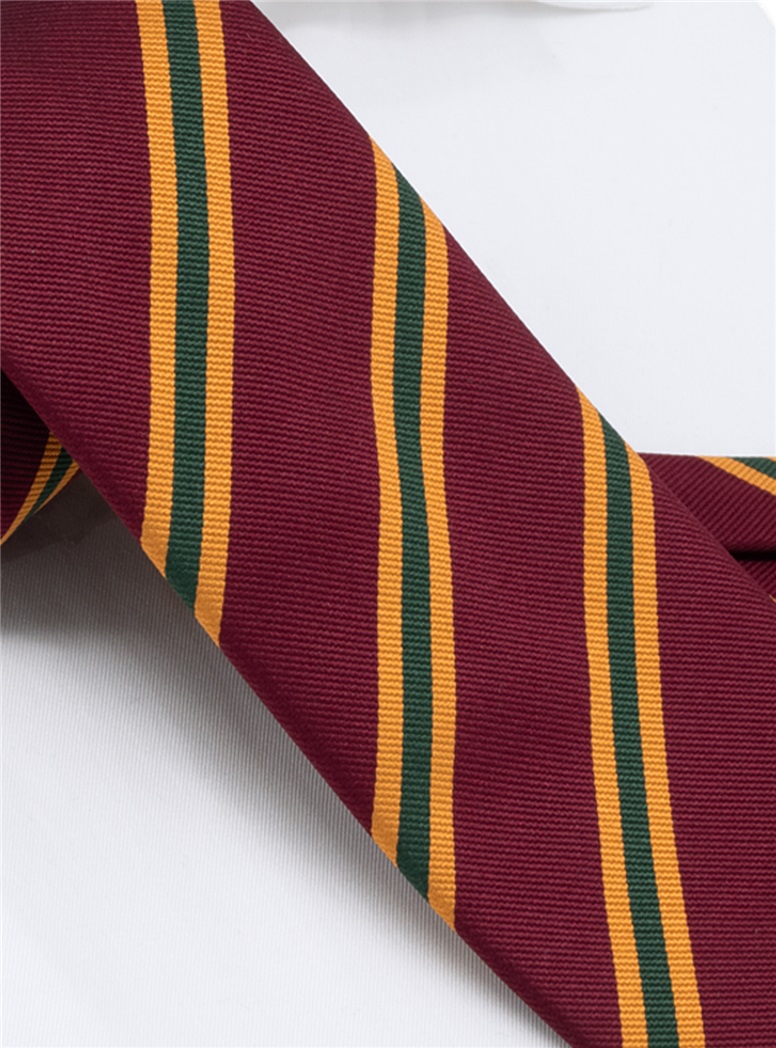 Silk Striped Tie in Claret