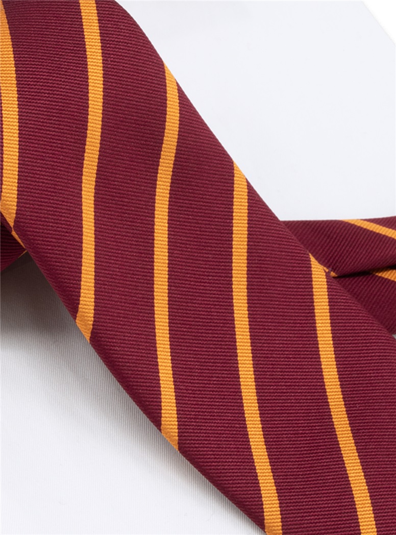 Silk Bar Striped Tie in Wine