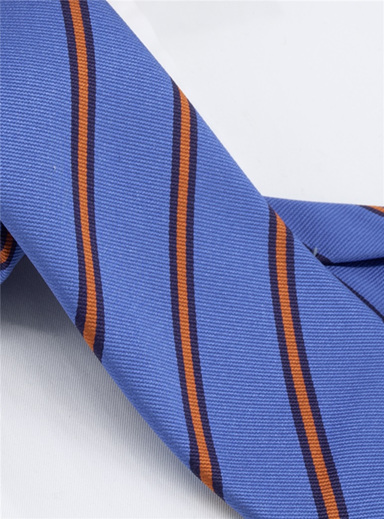 Silk Striped Tie in Cobalt
