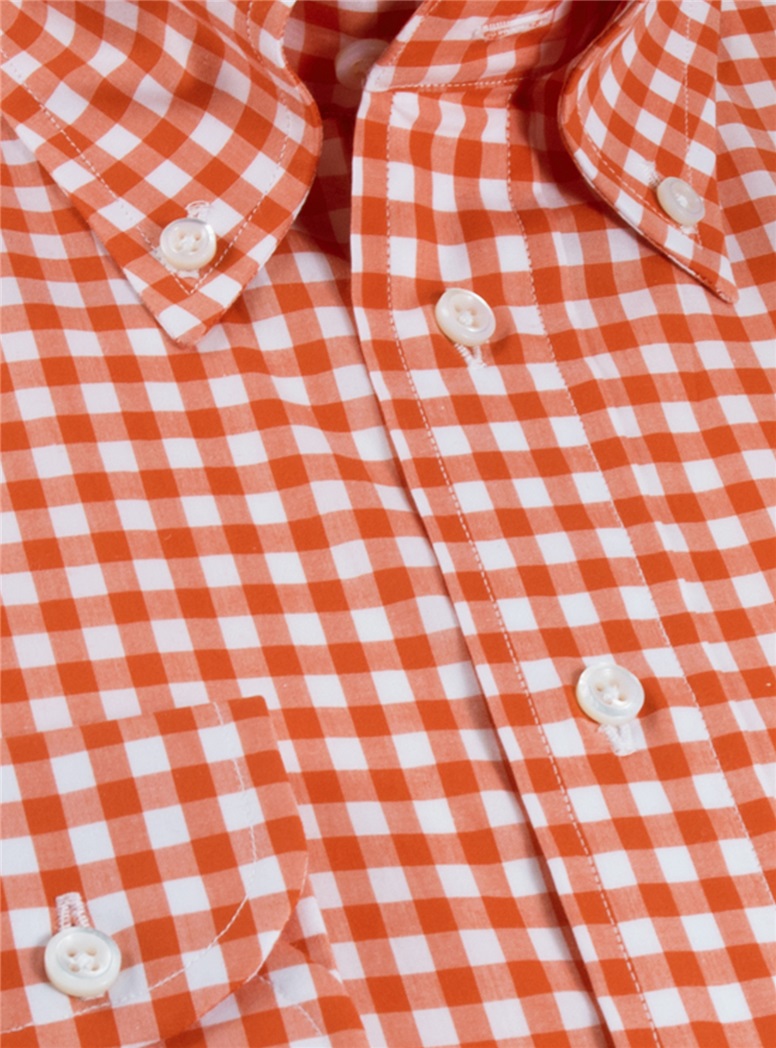 Orange Gingham Button Down