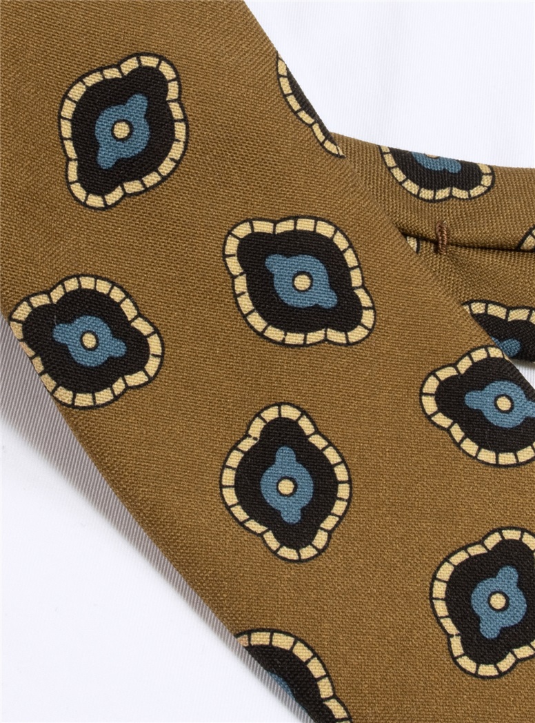 Wool Printed Tie in Mocha