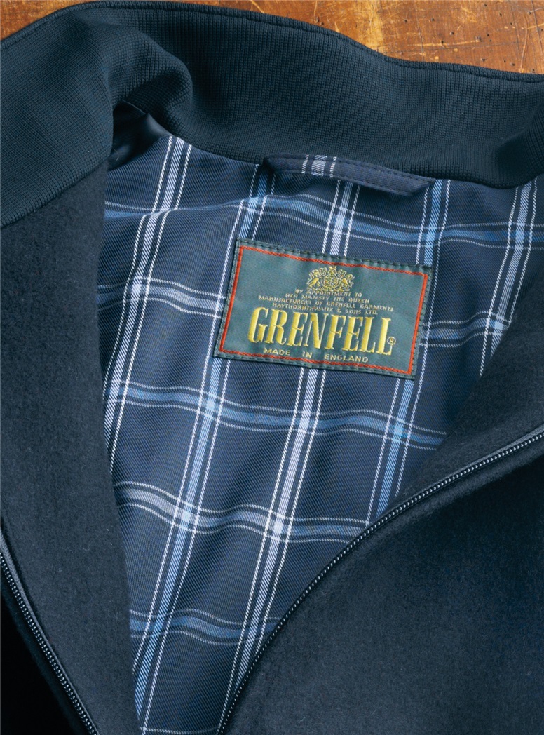 Navy Melton Wool Zippered Jacket
