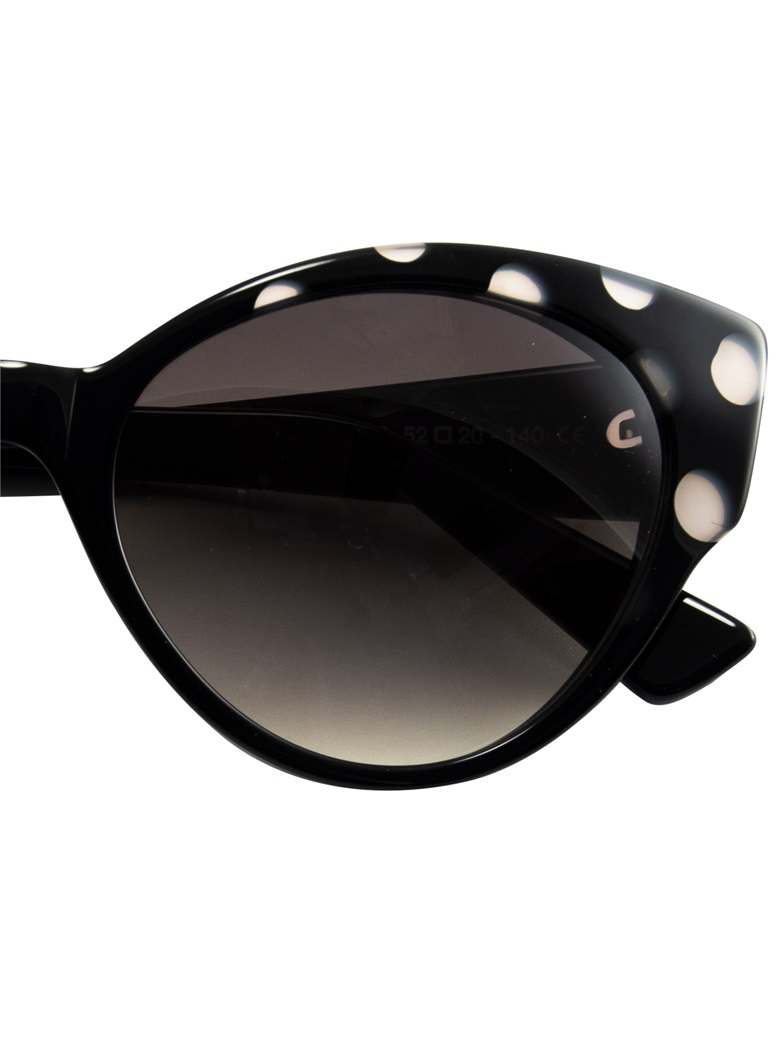 Cateye Sunglasses in Black with Grey Dots