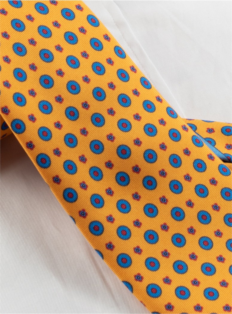 Silk Neat Printed Tie in Marigold